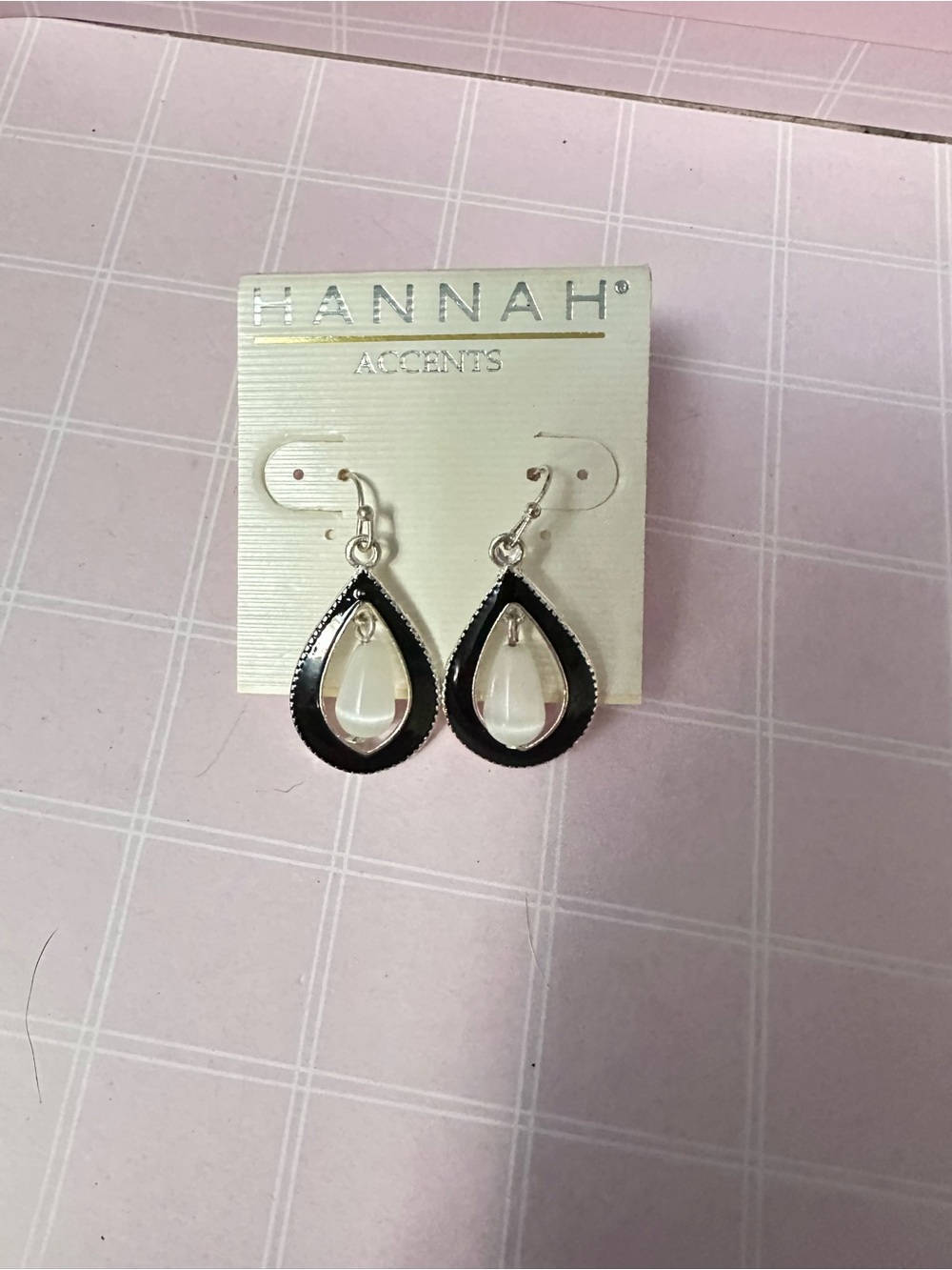 Hannah Black and White Teardrop Dangle Earrings